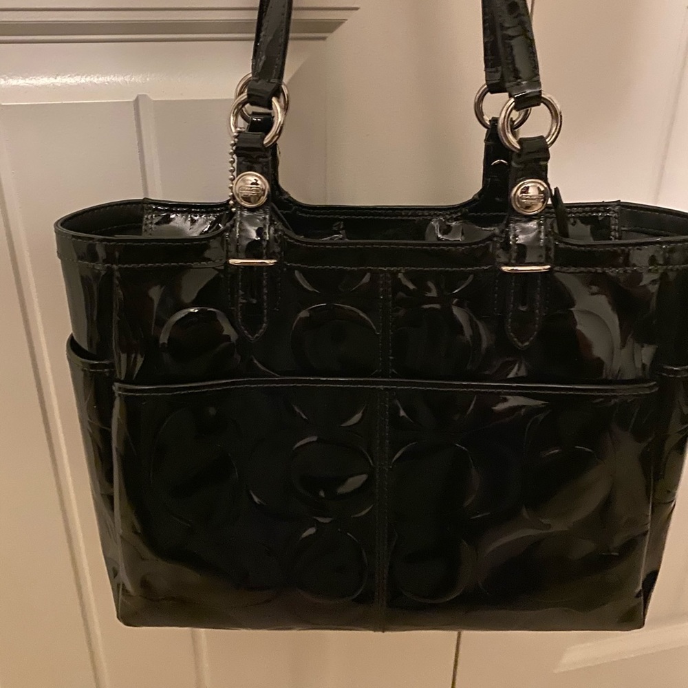 Black patent leather signature Coach